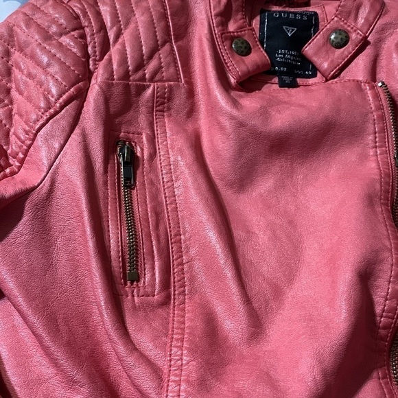 GUESS pink crop faux leather jacket XS - Picture 5 of 11
